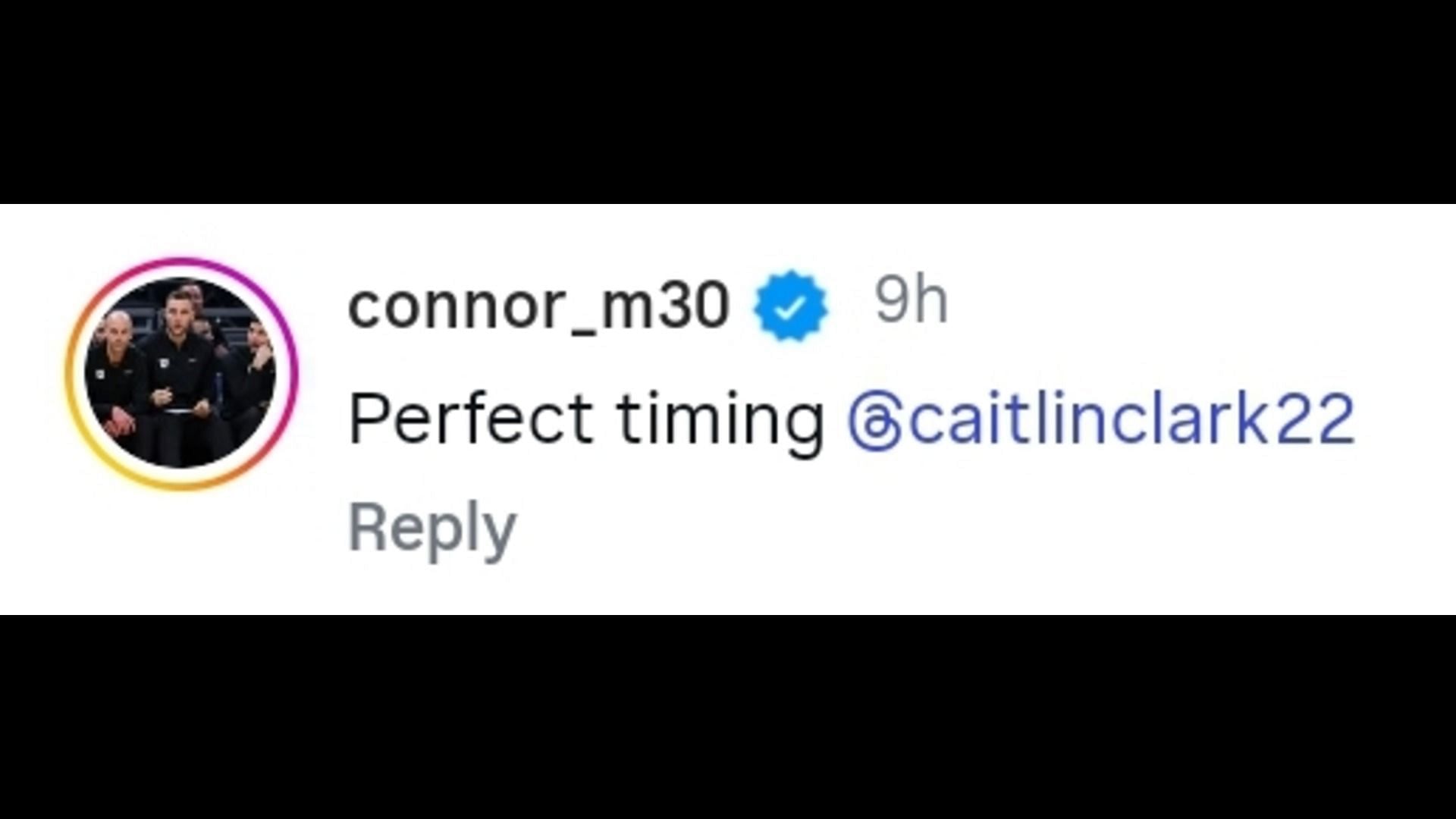 Connor McCaffery comments on the "perfect timing" of Caitlin Clark's decision to wear a Rolex. Credit: Indiana Fever/IG